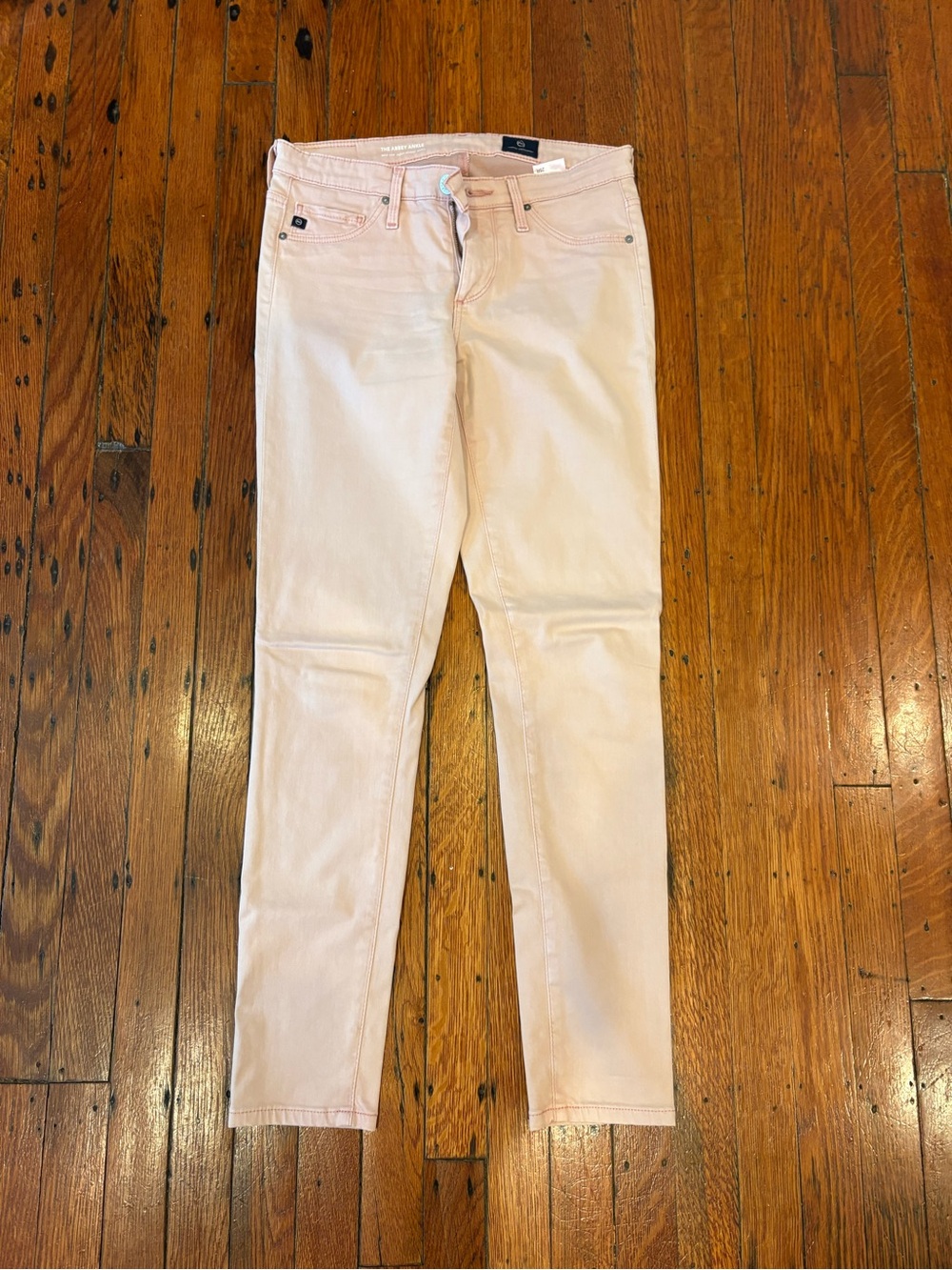 Ag Adriano Goldschmied Pale Pink Slim Leg Jeans